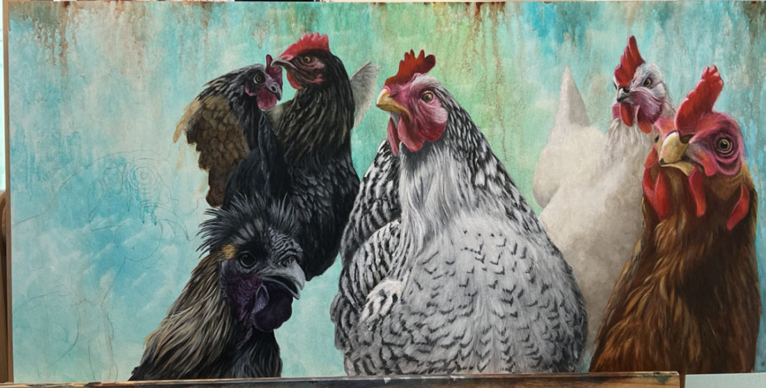 photo of chicken painting